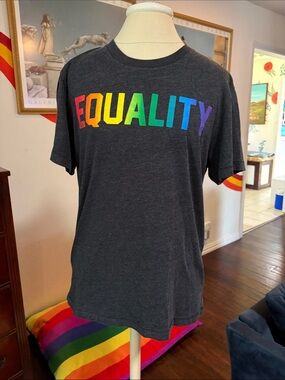 Abercrombie & Fitch Charcoal Tee with Rainbow "EQUALITY" Print